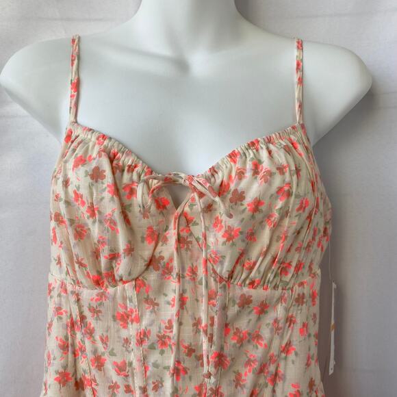 Tinseltown Floral Corset Tiered Mini Dress Junior S Orange Milkmaid Bustier NWT - Picture 3 of 13